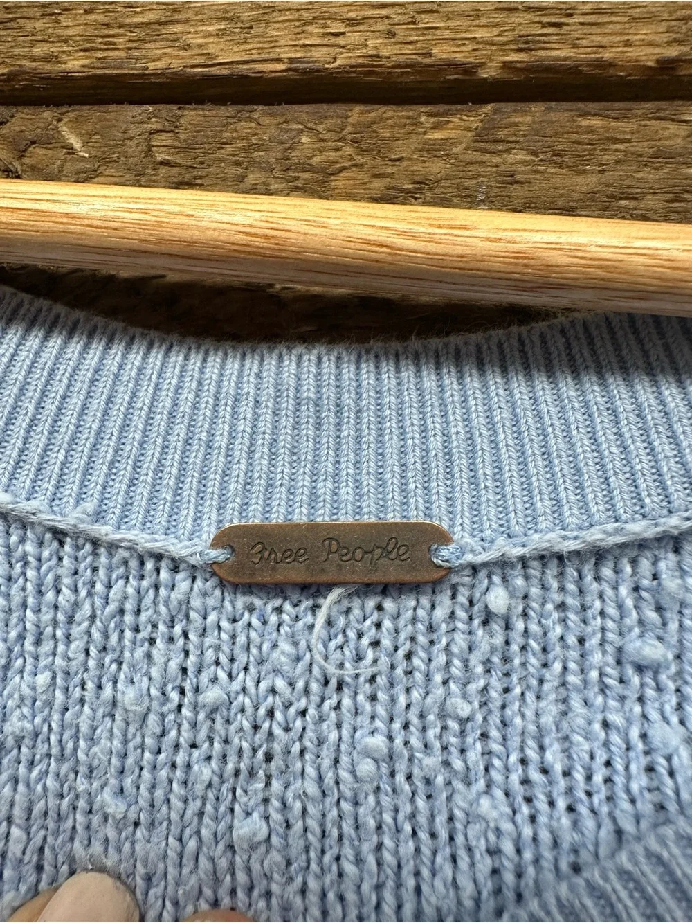 Free People Sky Blue Off-the-Shoulder Textured Knit Sweater Size XS
